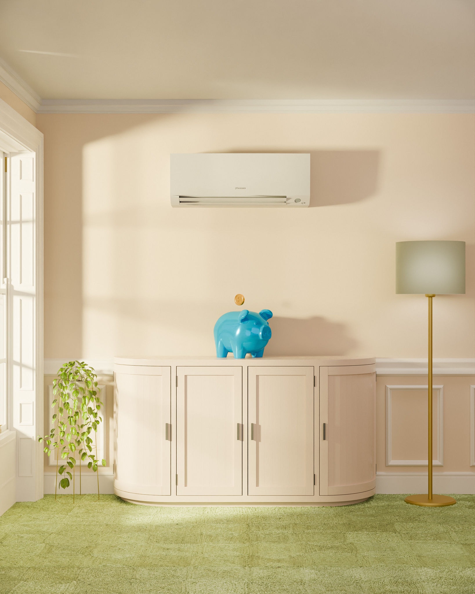 Малко момченце тича в затоплен от Daikin коридор