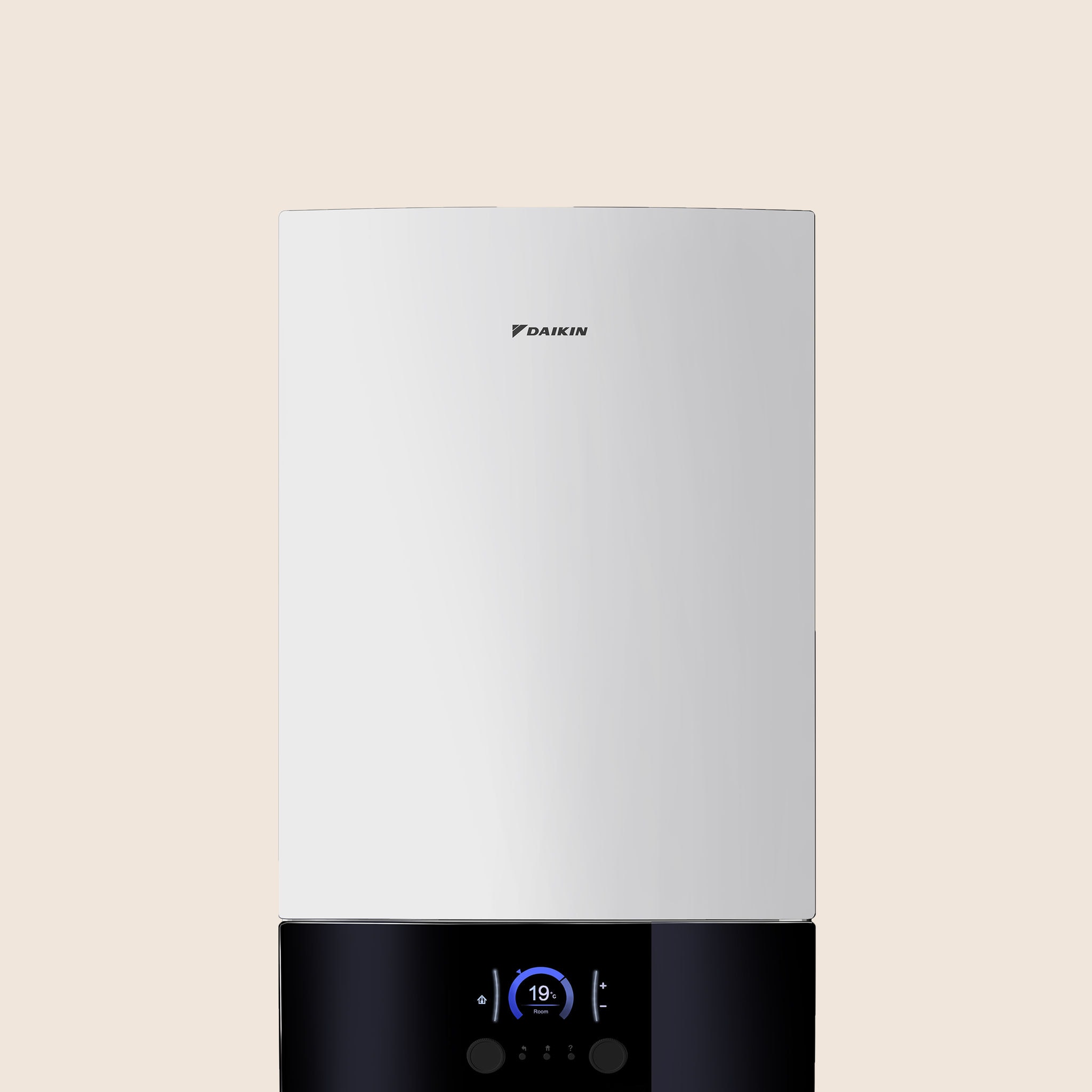 Изглед отпред на вътрешното тяло на Daikin Altherma 3 R MT W, среднотемпературна термопомпа въздух-вода.